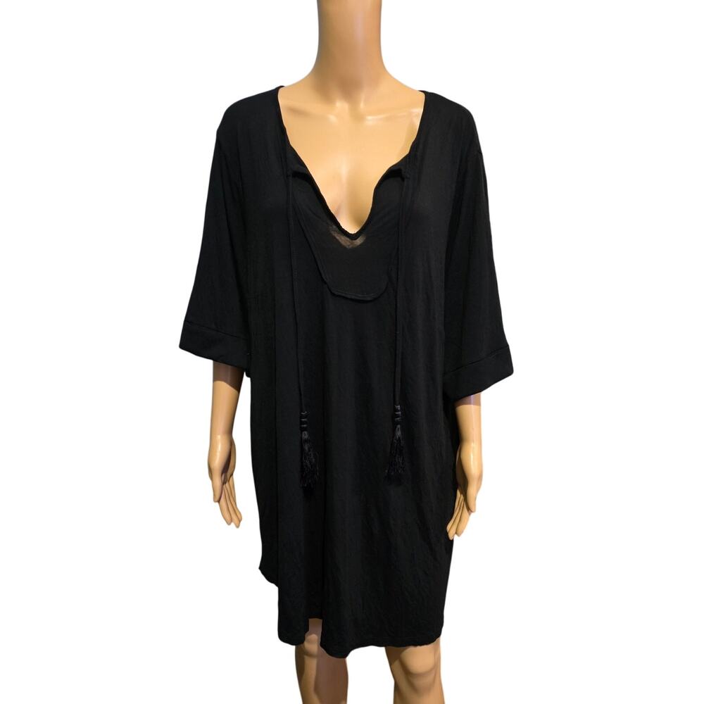H&M Black top with tassels 2XL